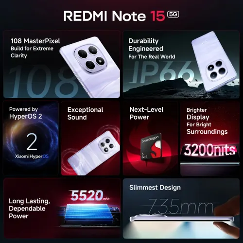 REDMI NOTE 15 5G (Mist Purple, 8GB RAM, 256GB Storage) view 2
