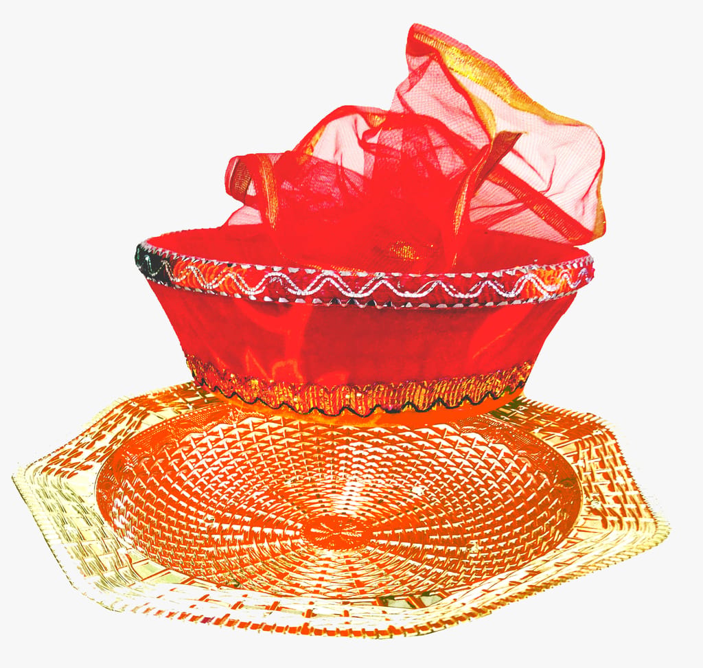 Omkar by R3 Inc. Royal Gift Basket for Gifts Hampers | Fancy Basket | Wedding Basket for gift|fruit Packing (Pack of 2) Gold & Round - Multi Color view 2