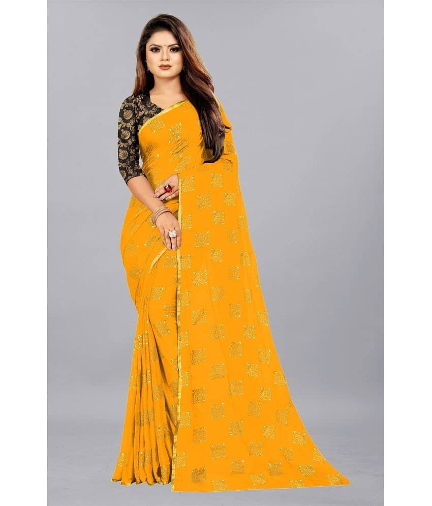 Rhey Chiffon Printed Saree With Unstitched Blouse Piece ( Rama )