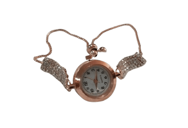 Women's Rose Gold Rhinestone Watch with Bangle Bracelet view 2