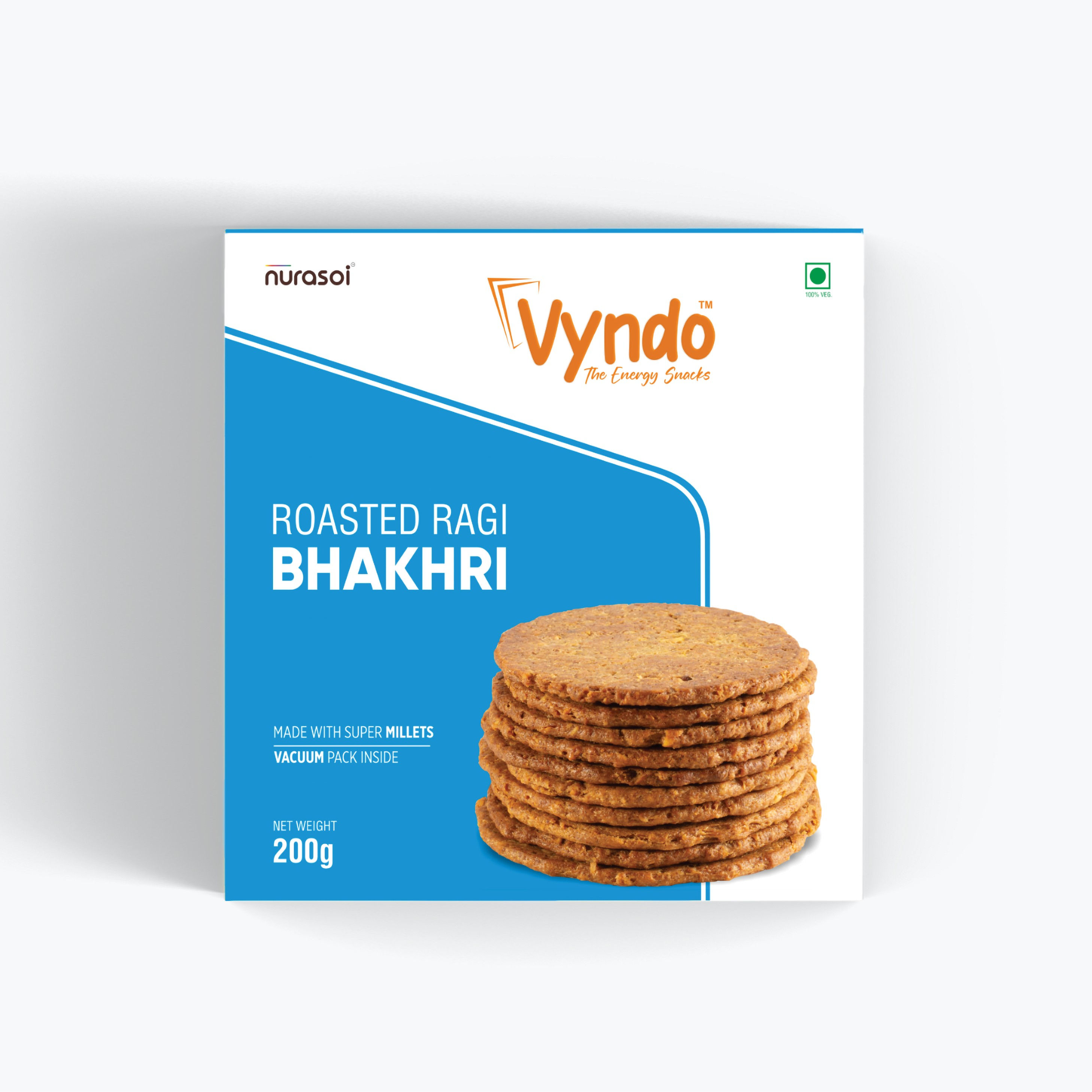 Vyndo Roasted Ragi Bhakhri - Made With Millets & Gluten-Free, 200 gm