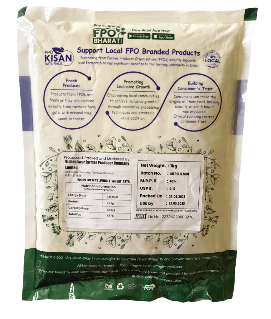 FPO Kisan Naturals Whole Wheat Atta - 1kg view 2