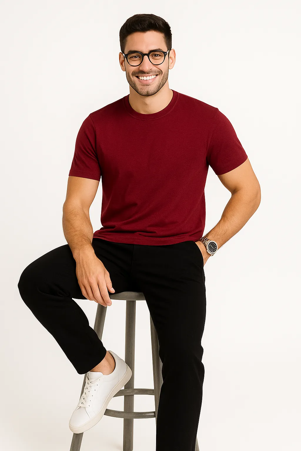 Premium 180 GSM Pure Cotton Regular Fit T-Shirt for Men Maroon