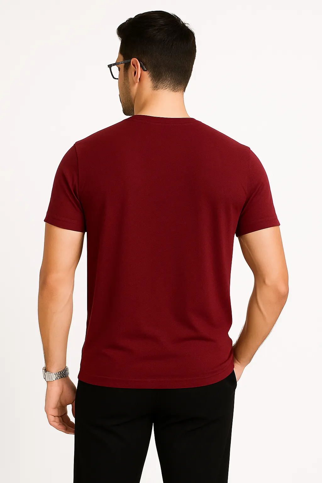 Premium 180 GSM Pure Cotton Regular Fit T-Shirt for Men Maroon view 2