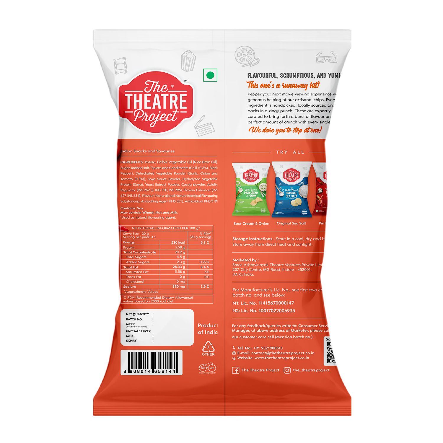 TTP Kettle Cooked Chips - Hot & Sweet Chilli - 72 gms - Pack of 3 view 2