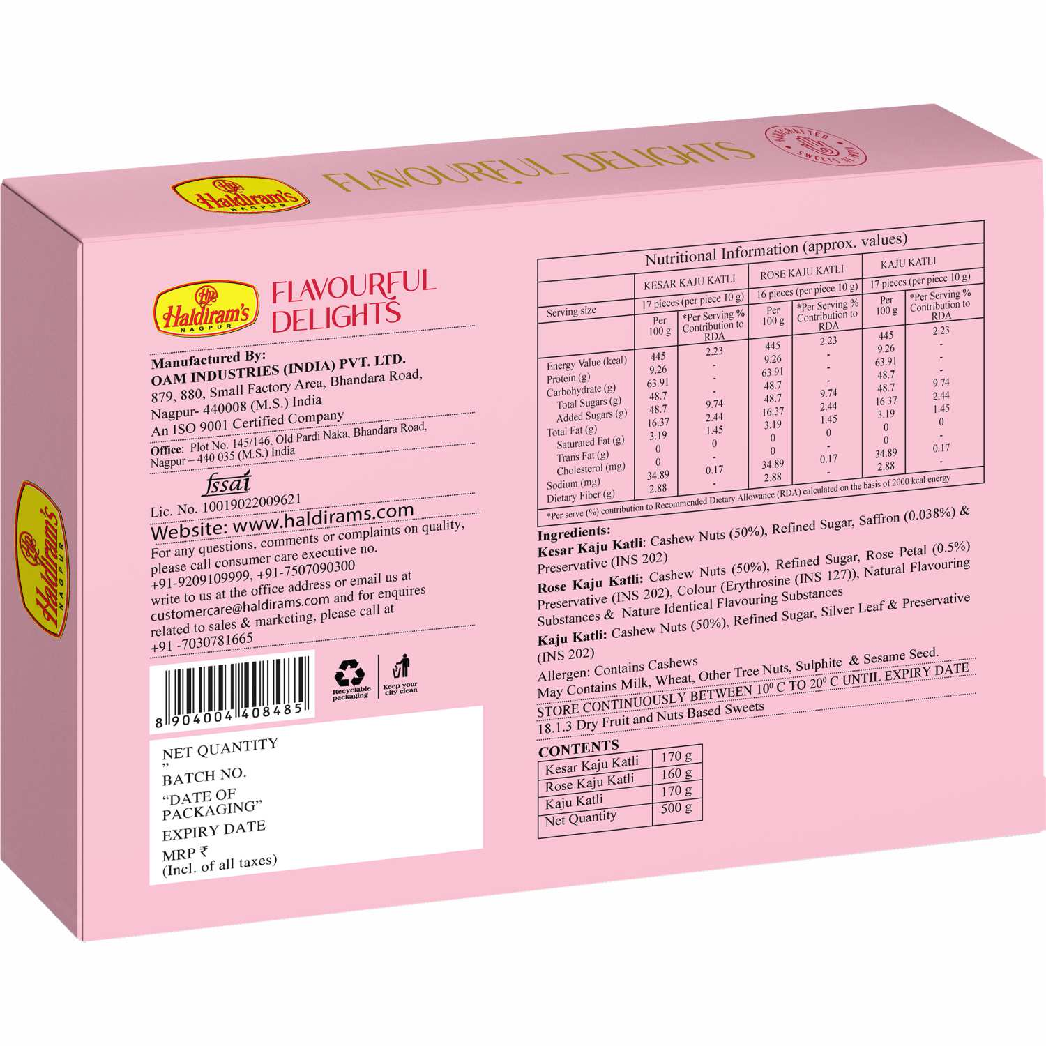 Haldiram's Flavourful Delights (Assorted Kaju Katli) Packed Sweets - 500 Gm view 2