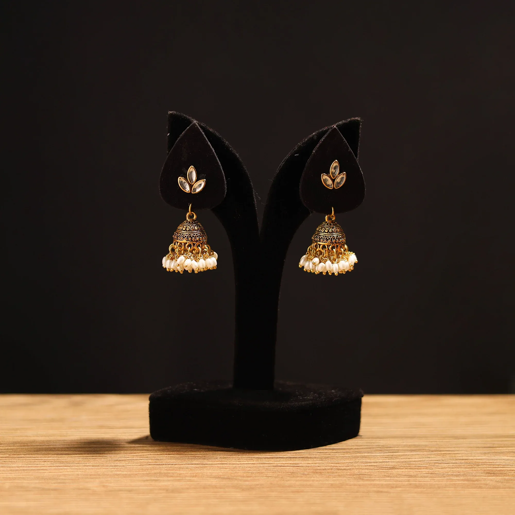 Yellow - Zeeya Stone Work Fabart GS Jhumka Earrings view 2