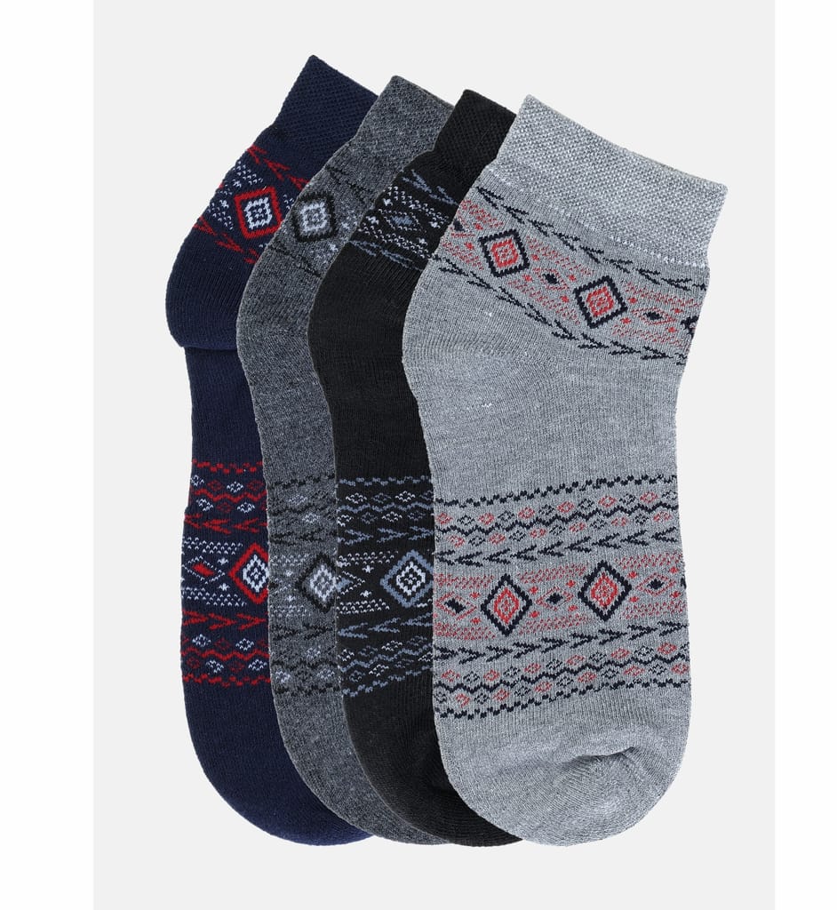Kolor Fusion Men's Above Ankle Length Cotton Cushioned Terry Socks (Pack of 4) view 2