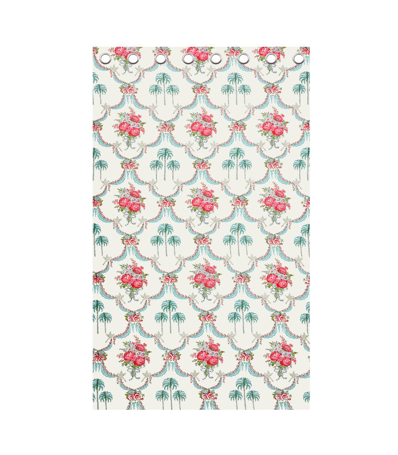 Mela Garden Rose Curtains Block Printed Floral in 100% Cotton ( 7 Feet ) view 2