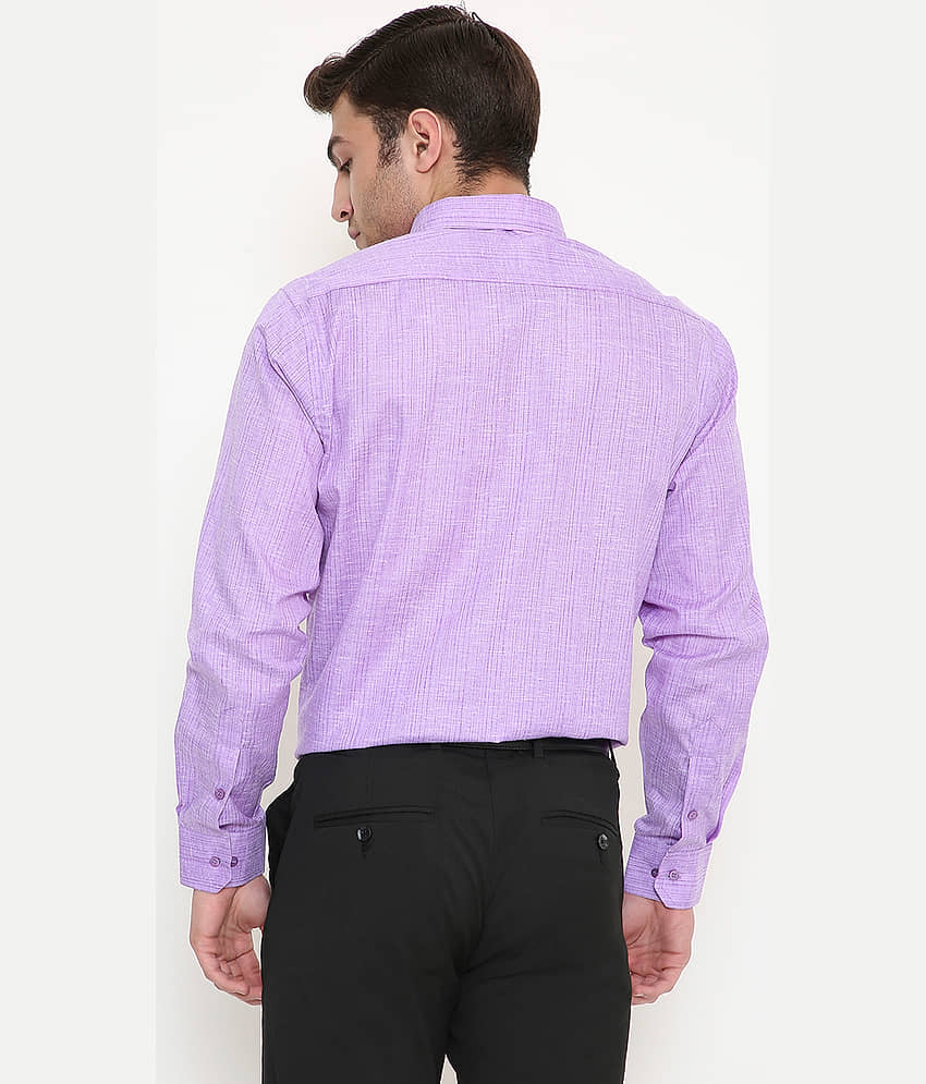 Maharaja Cotton Blend Slim Fit Full Sleeves Men's Formal Shirt - Purple ( Pack of 1 ) view 2