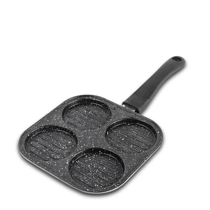Non-Stick Grill Pan 4-Cavity Mini Uttapam & Pancake Maker | Aluminum Multi Snack Maker Tawa with 3 Layer Greblon Coating Ideal for Uttapam, Eggs, and Pancakes
