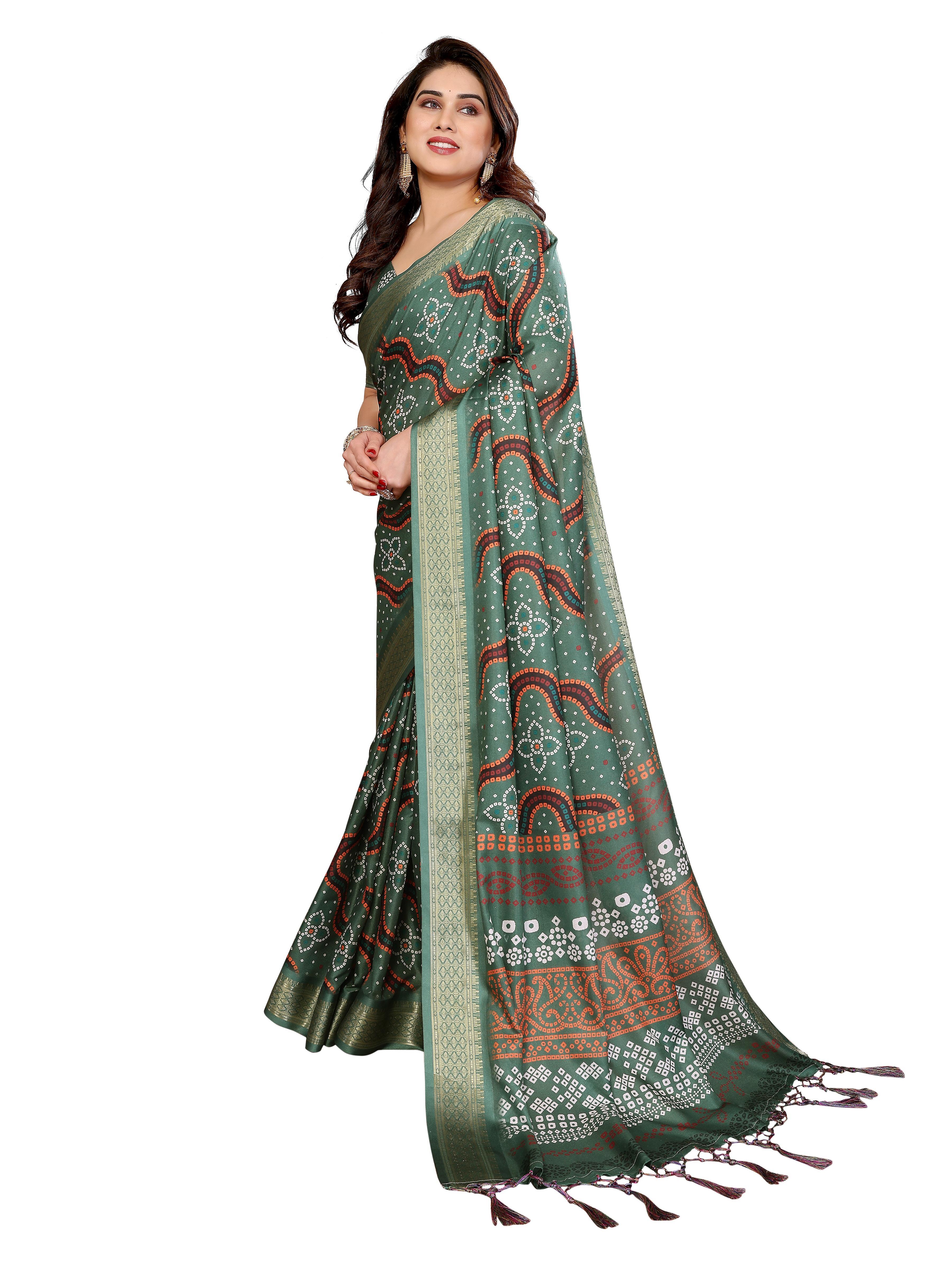 Premium Soft Cotton Silk Bandhej Print Saree view 2