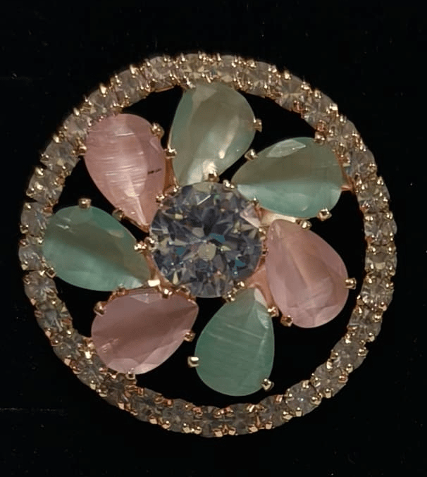 Round Cubic Zirconia Flower Earrings view 2