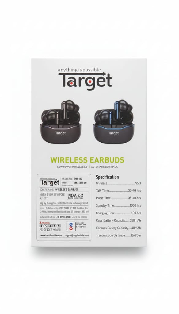 Target TS-88 Wireless Earbuds with Portable Charging Case - Black view 2
