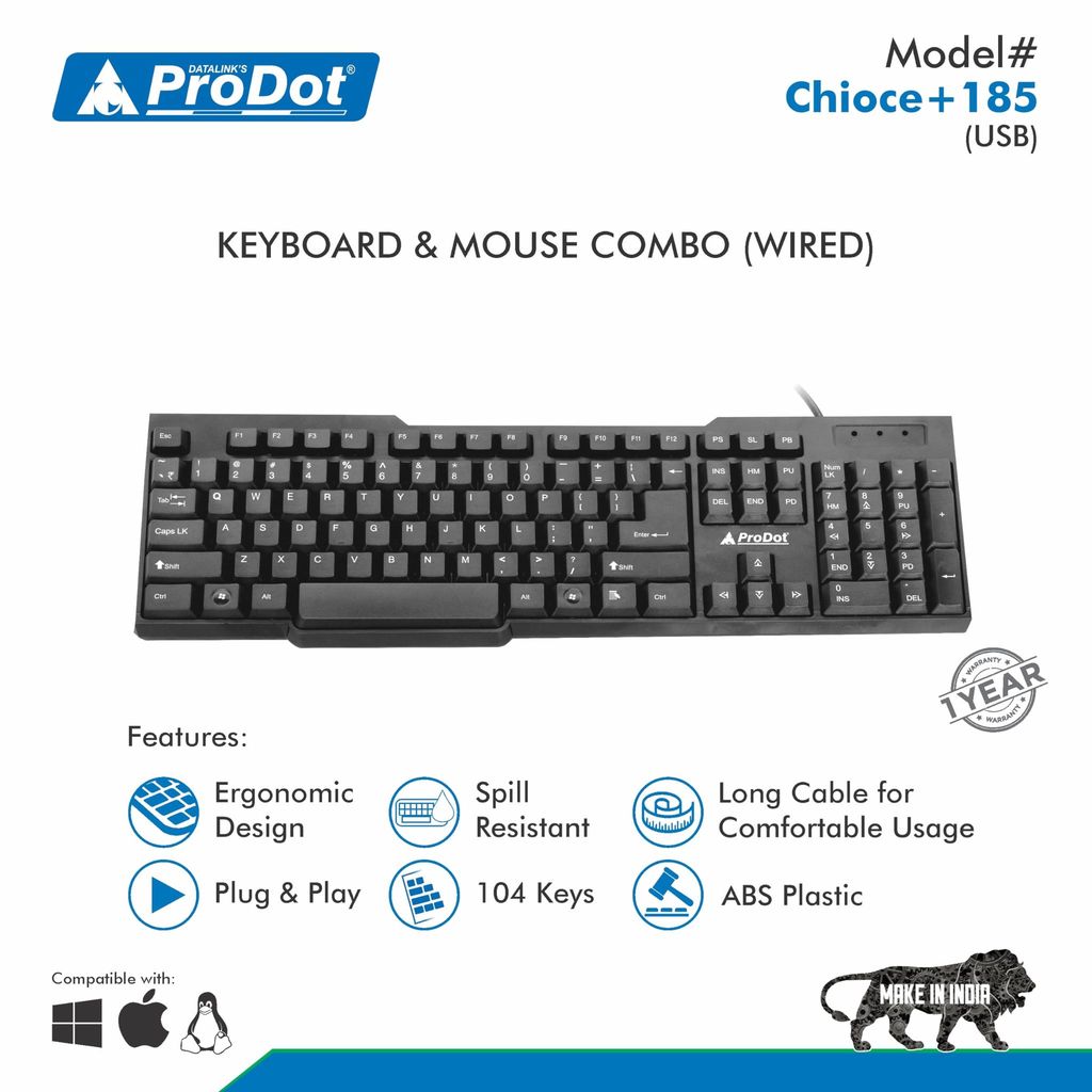 ProDot Keyboard & Mouse Combo Compatible with Window, Mac, Pc, Laptop view 2