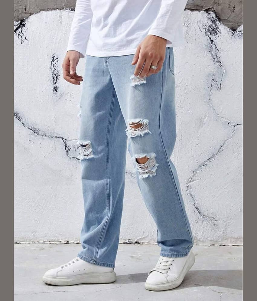 ARBIA FUNKI Straight Distressed Men's Jeans - Light Blue ( Pack of 1 ) view 2