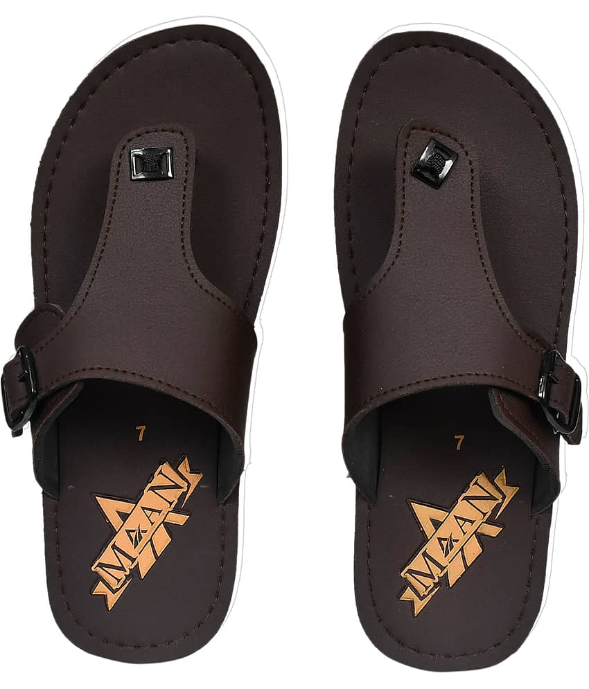 MAAN Brown Men's Thong Flip Flop view 2