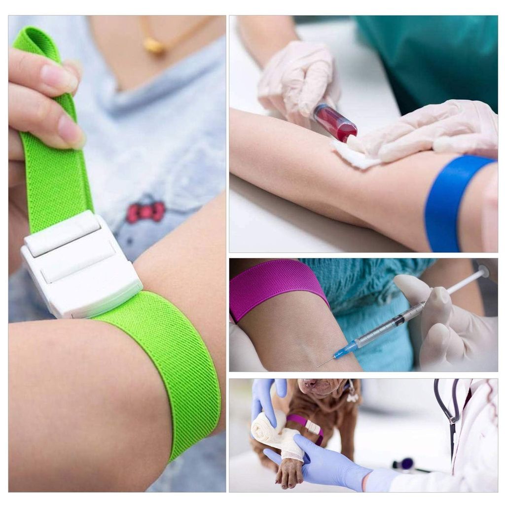 DESCO Surgical Tourniquet Elastic Belt for Blood Collection with Plastic Buckle Pack of 4 (Multicolor) view 2