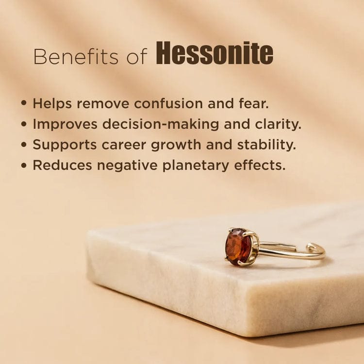 Certified Natural Hessonite Gomed Adjustable Ring view 2