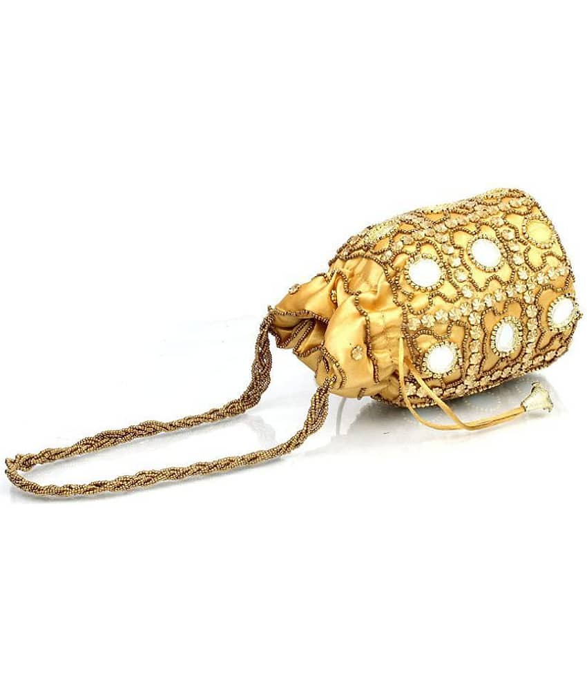Bulbul Gold Satin Potli view 2
