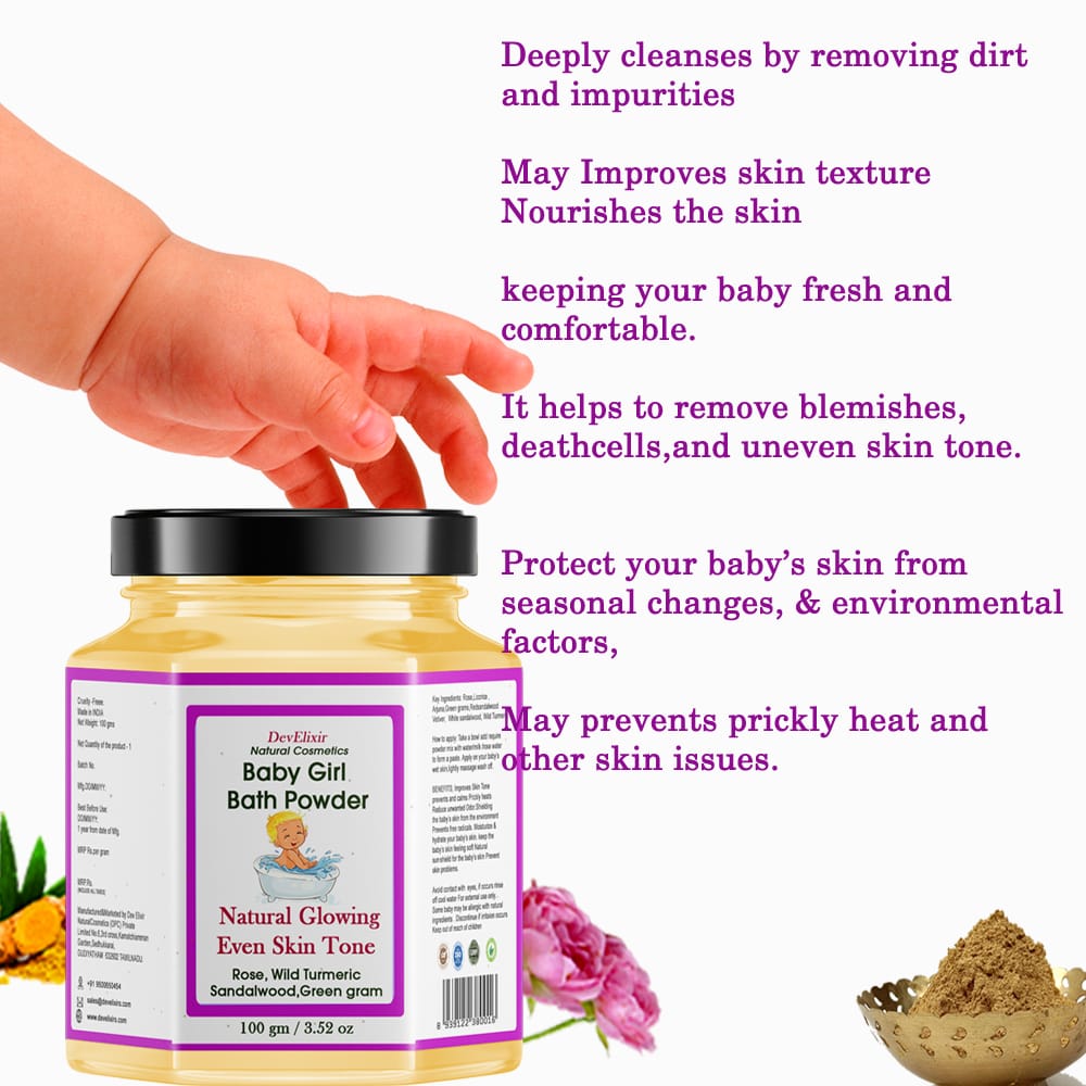 Baby girl bath powder Natural Glow & Even skin Tone view 2