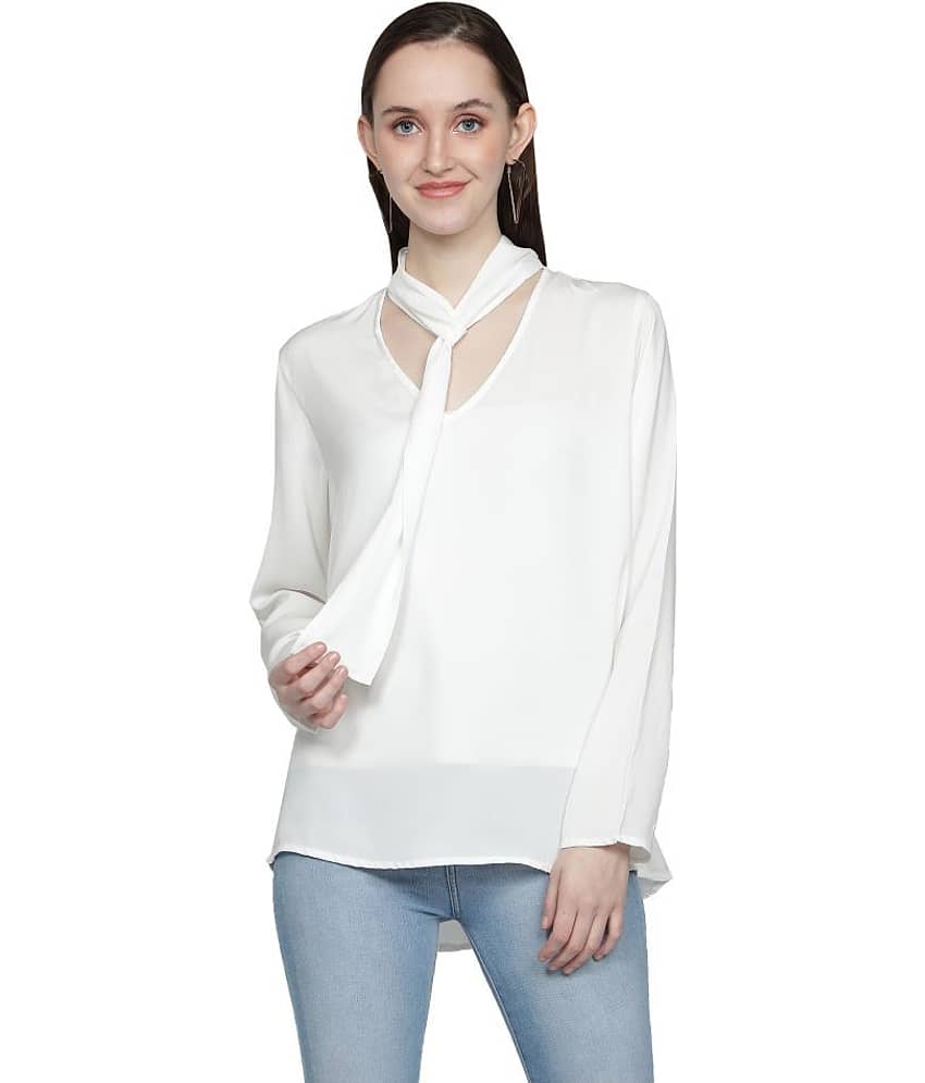 NUEVOSDAMAS Women's Polyester Asymmetrical Top ( White ) view 2