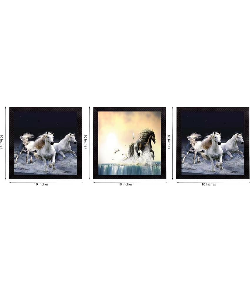 eCraftIndia Set of 3 Running Horses Satin Matt Texture UV Art Painting view 2