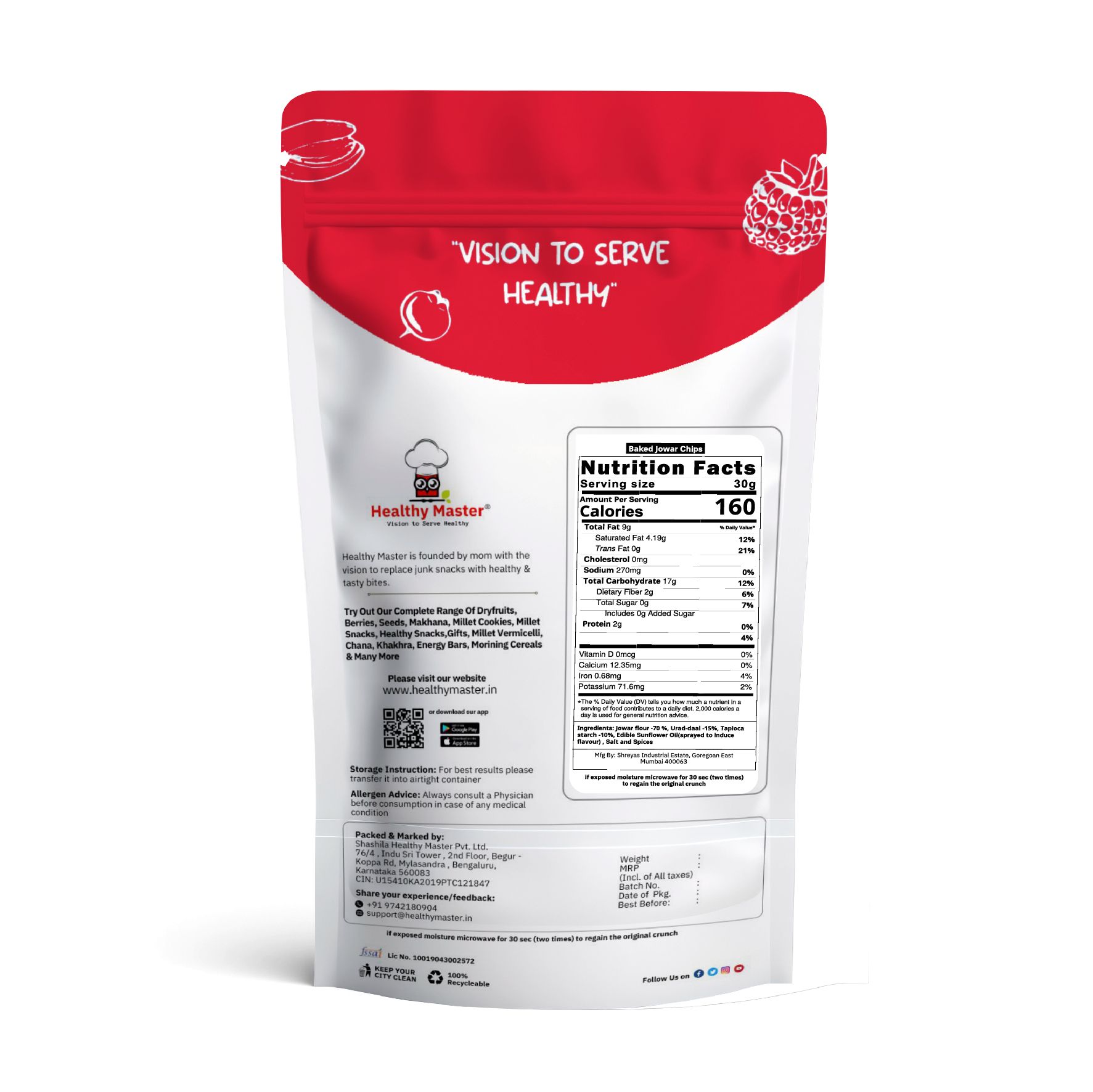 Healthy Master Baked Jowar Chips 100 Gram view 2