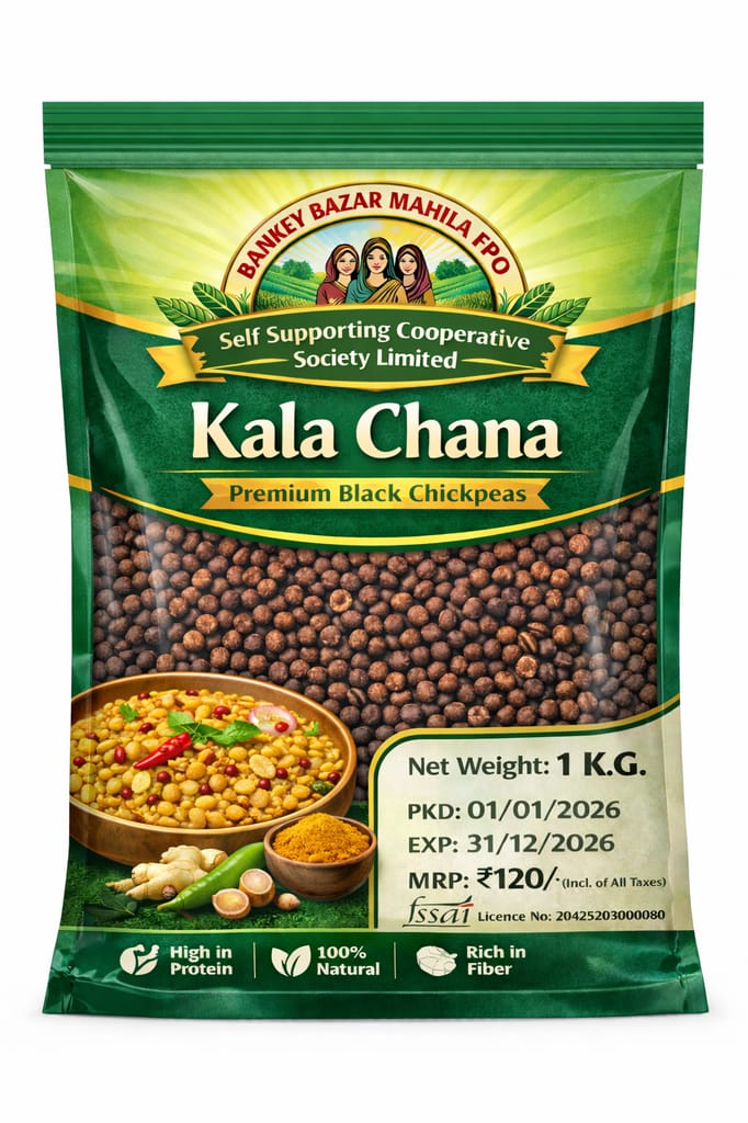 Bankey Bazar Mahila FPO Self Supporting Cooperative Society Limited Kala Chana Premium Black Chickpeas