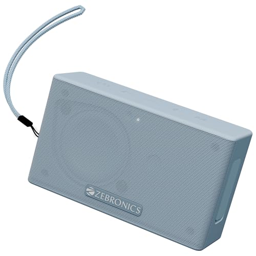 ZEBRONICS Sonic POD S, Portable Bluetooth Speaker, 8 Watts, Upto 7h Backup, Passive Radiator, Call Function, Bluetooth v5.3 | mSD | AUX, TWS, with Carry Loop (Blue) view 2