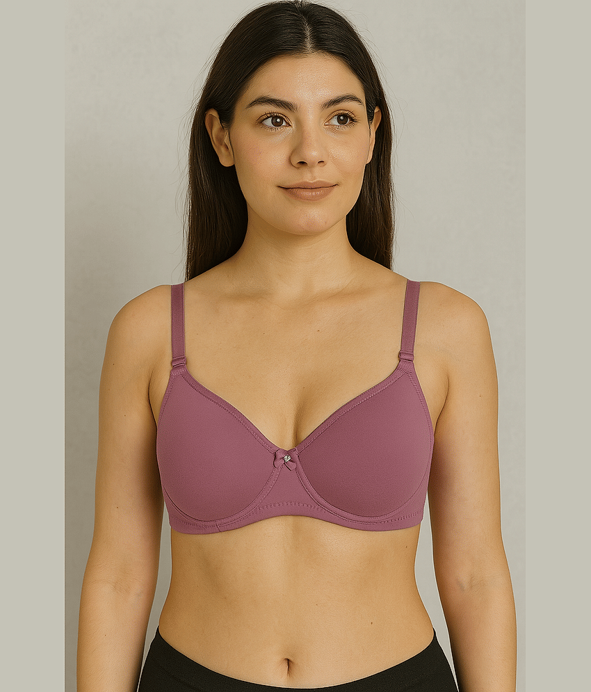 HERBLOURE Pack of 1 Cotton Blend Lightly Padded Push Up Bra For Women ( Purple )