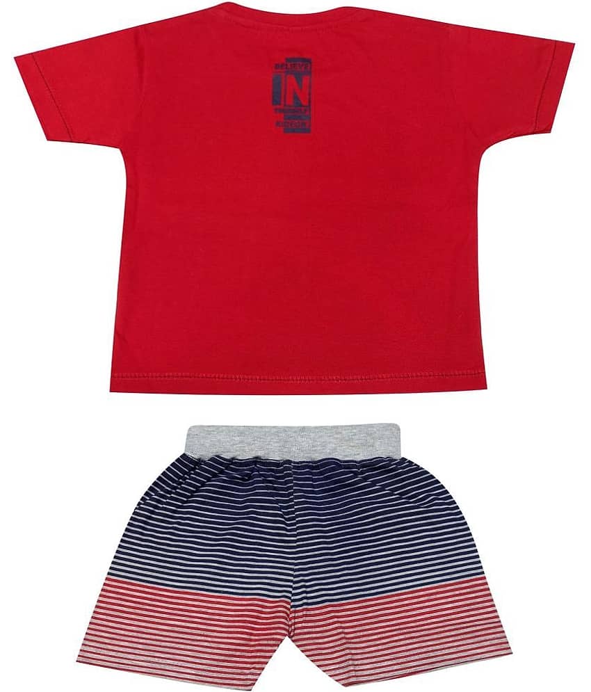 Kideon Pack of 1 Boys Cotton T-Shirt & Shorts Set ( Navy Blue ) view 2