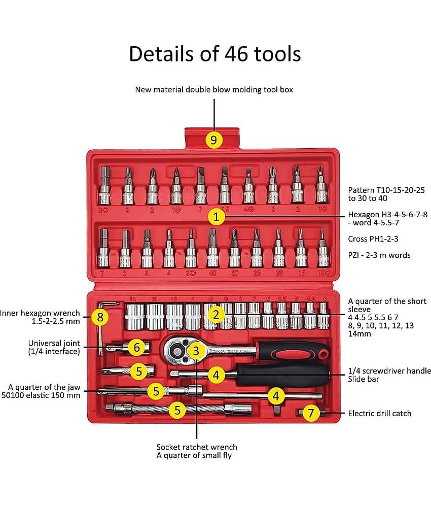 46 in 1 Pcs Tool Kit & Screwdriver and Socket Set Multi Purpose Tool Case Combination Screwdriver Set view 2