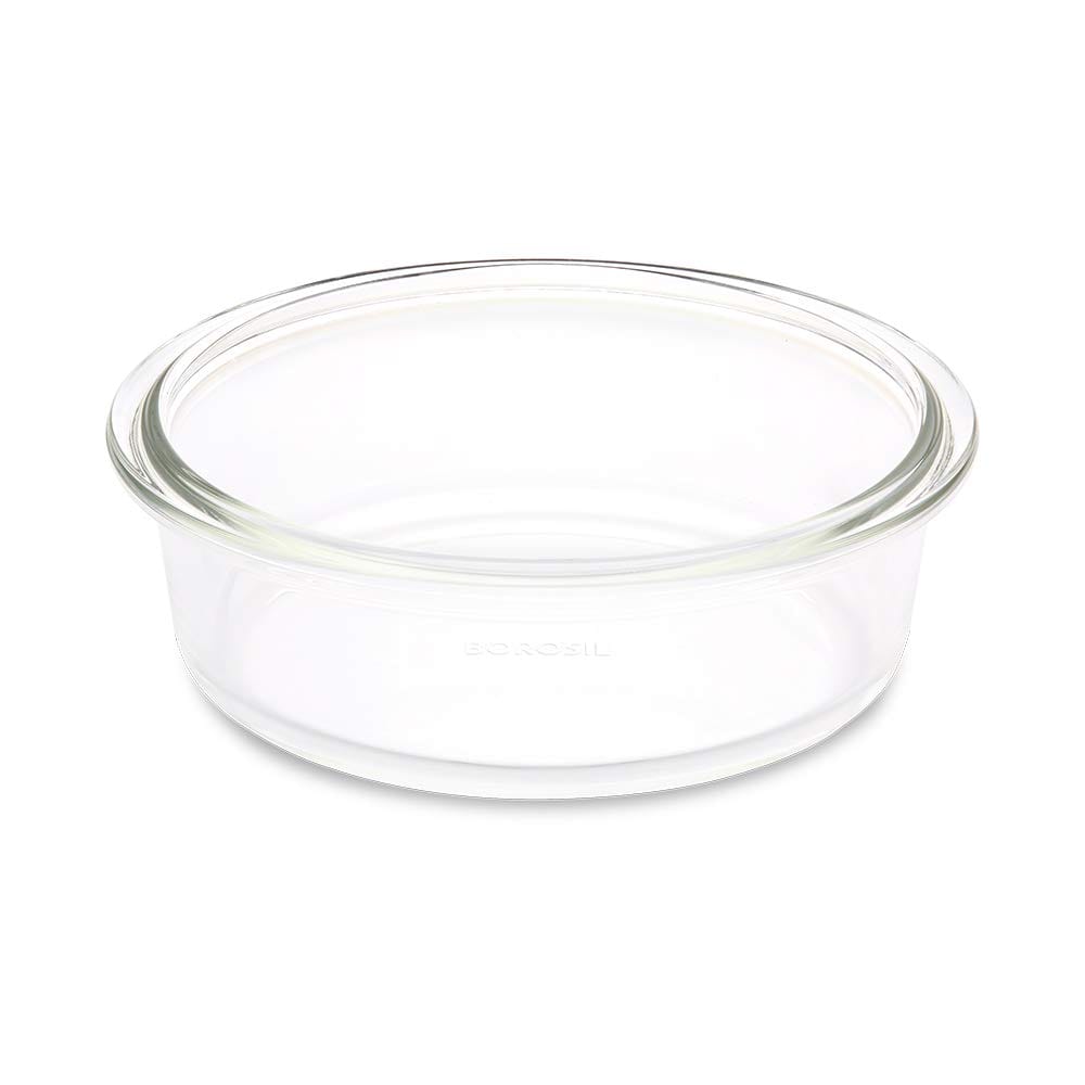 Borosil 1.4 L Easy Grip Baking & Serving Round Shape Cake Dish | Borosilicate Glass Bakeware and Serveware Casserole Dish Tray view 2