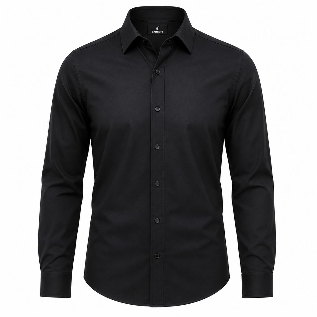 Men's Premium Slim Fit Solid Black Formal Shirt view 2