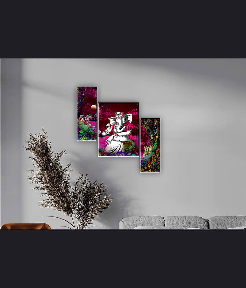 Saf Ganesha Set of 3 modern art MDF Painting Without Frame view 2