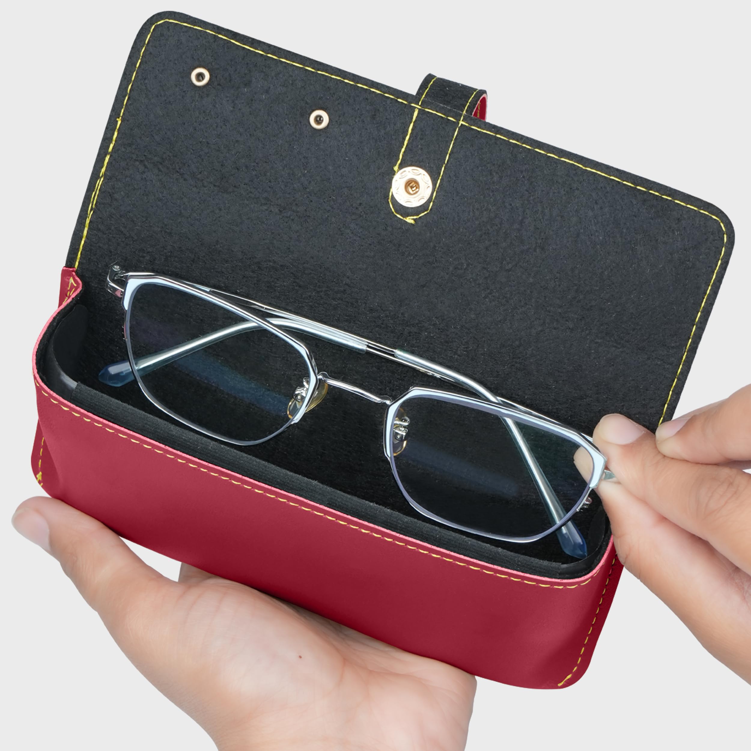 The Wallet Store Leather Eyewear Case for Men & Women Specs Cover - Red view 2