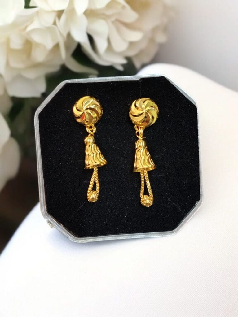 Premium Micro-Polished Daily Wear Gold-Plated Long Drop Earrings | Lightweight Traditional Women Earrings view 2