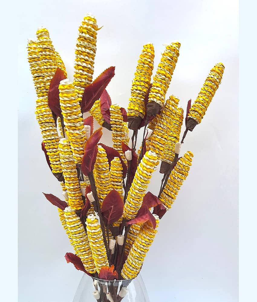 PUPRIWALL - Yellow Palm Artificial Flower ( 8 Sticks) view 2