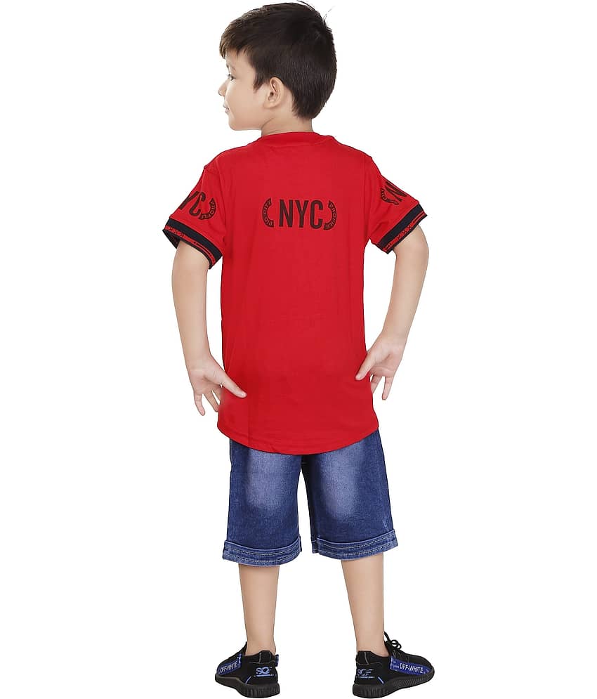 vanraj Pack of 1 Boys Cotton Blend T-Shirt & Pants Set ( Multicolor 2 ) view 2