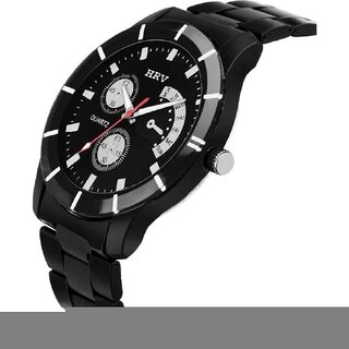 (Pack of 20) HRV Black Stainless Steel Mens Wristwatch with Sleek Black Chain Strap view 2
