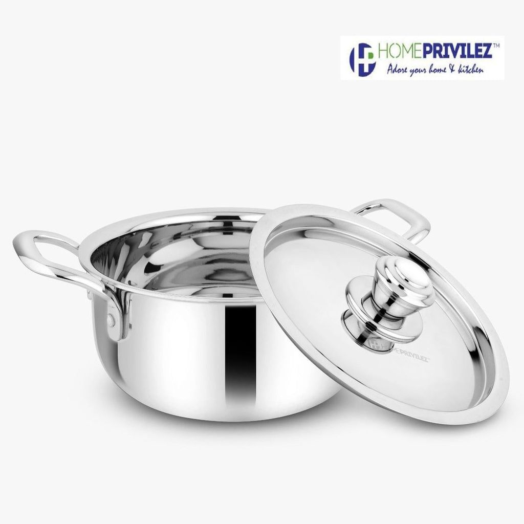 Stainless Steel Triply Stock Pot/Patila with SS Lid view 2