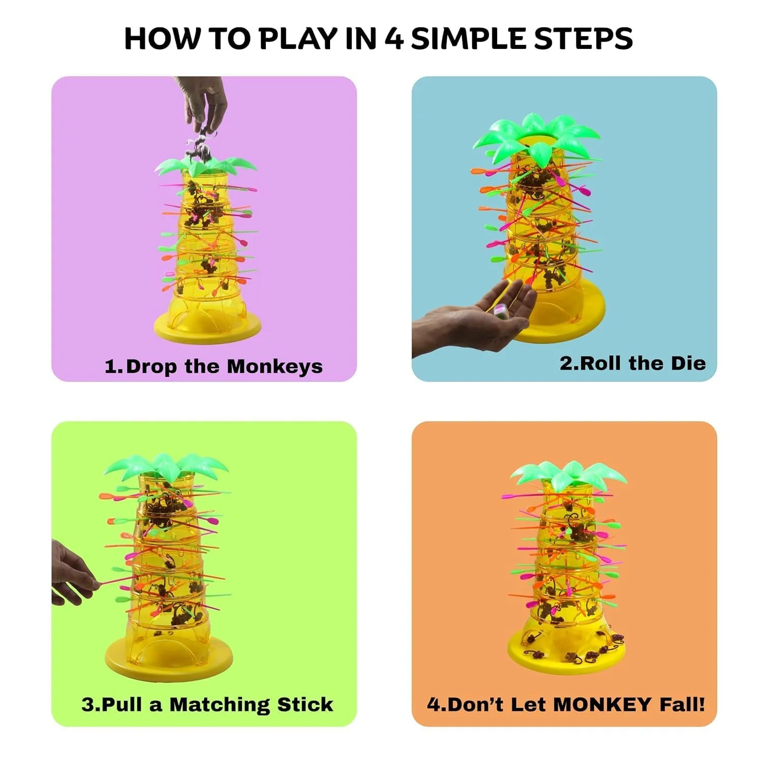 Braintastic Tumbling Monkey Tree Party Game Fun Stacking & Balancing Game with Animal Pieces for Kids, Families & Parties (Ages 5+) view 2