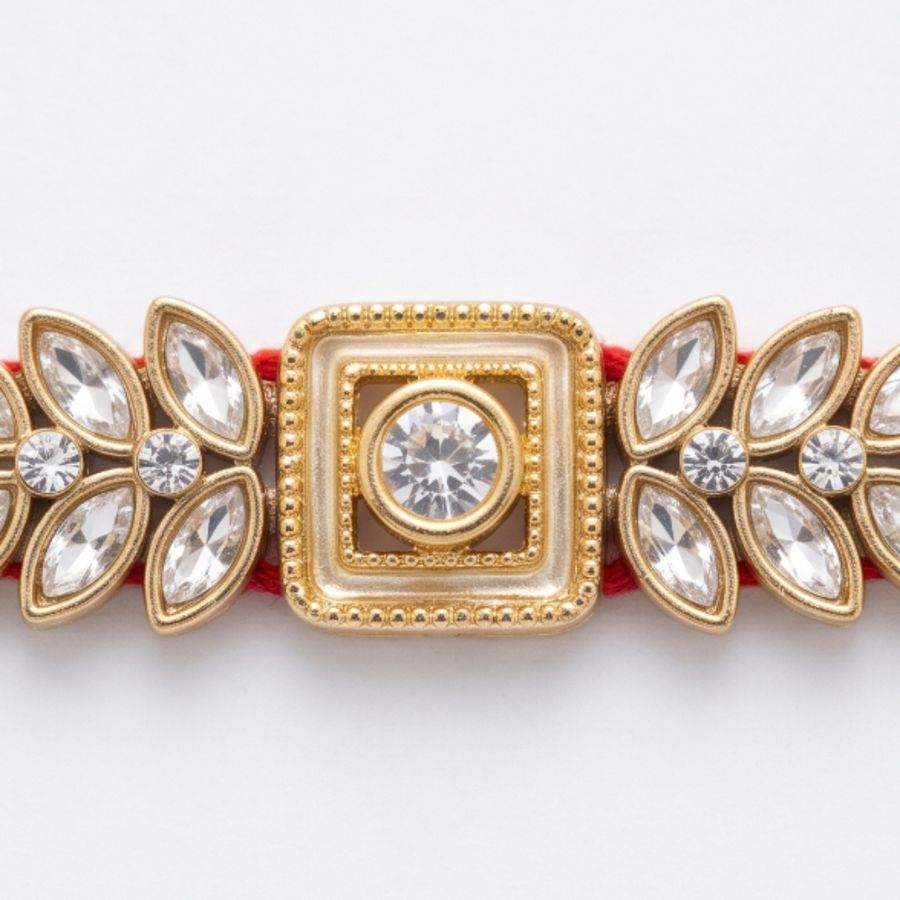 Designer Stone Studded Traditional Rakhi (1 piece) view 2