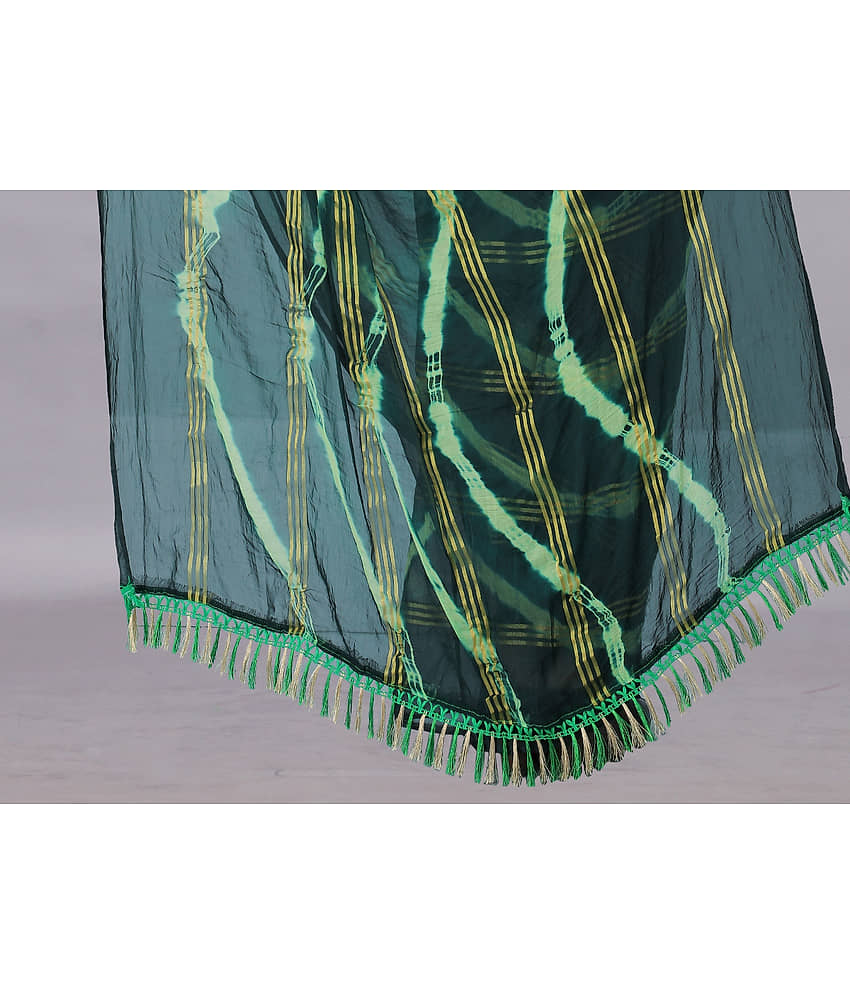 Rhey Chiffon Printed Saree With Unstitched Blouse Piece ( Green ) view 2
