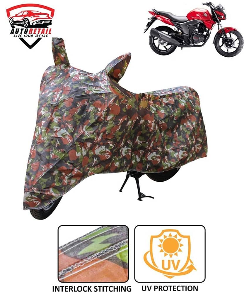AutoRetail - Jungle Dust Proof Two Wheeler Polyster Cover With (Mirror Pocket) for CB Unicorn ( Pack of 1 ) view 2