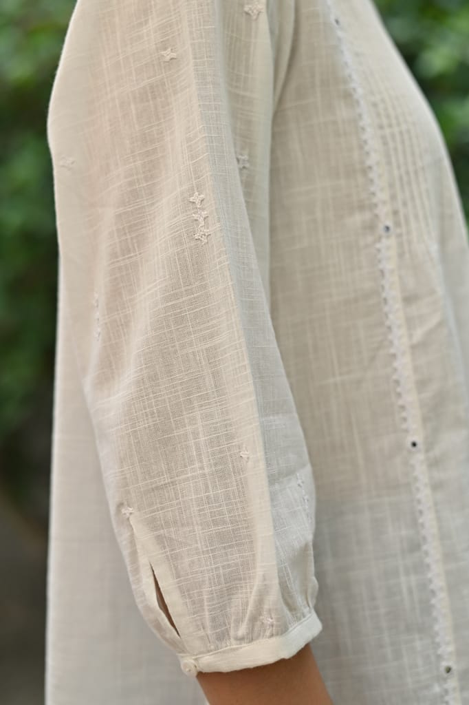 Jasmine Sindhi Hand Embroidered Round Neck Cotton Top view 2