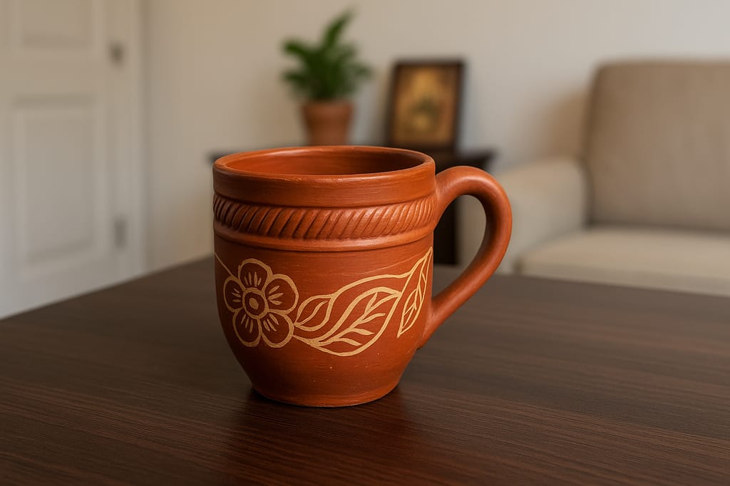 Terracotta Cup - Handcrafted Clay Cup view 2
