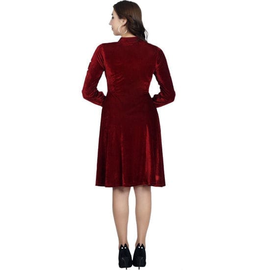 Red Velvet Fit & flared Chic Dress view 2