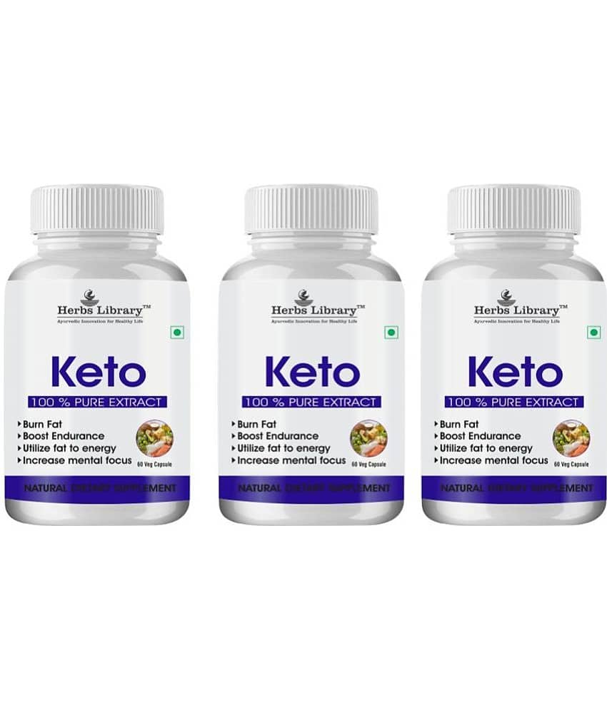Herbs Library Keto Capules Supports Weight Loss, 60 Capsules Each (Pack of 3)